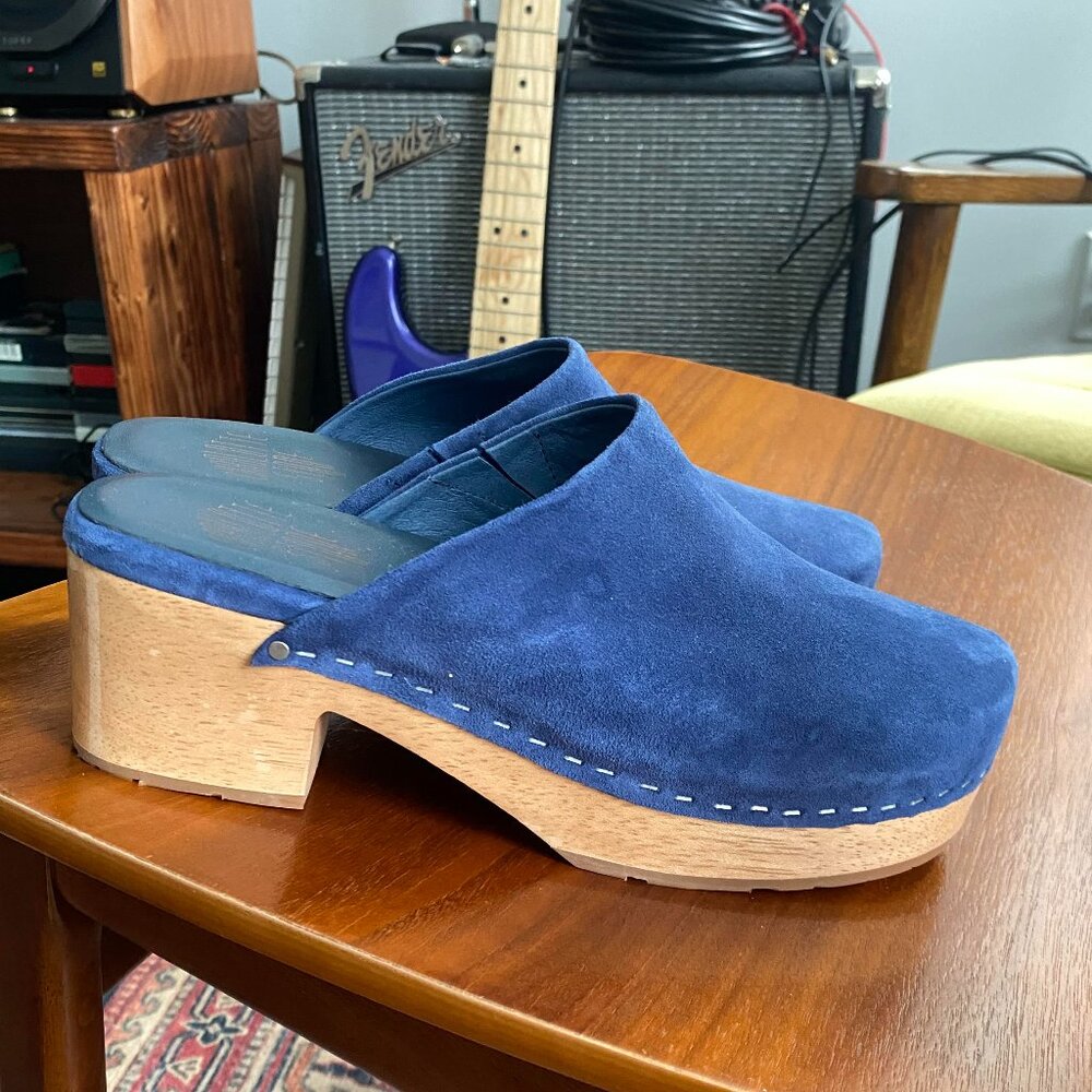 Charlotte Stone Navy Suede Clogs